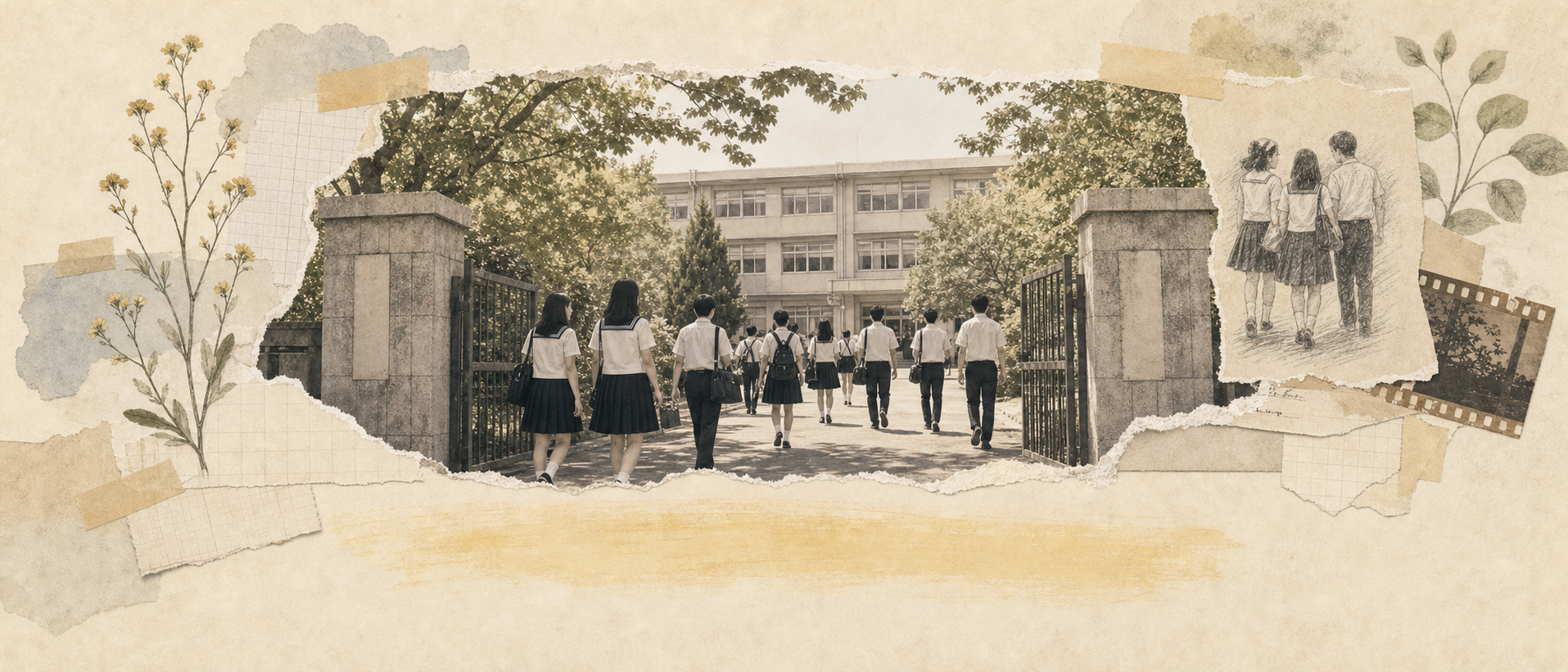 기말고사 입장 - 90년대 학교 정문